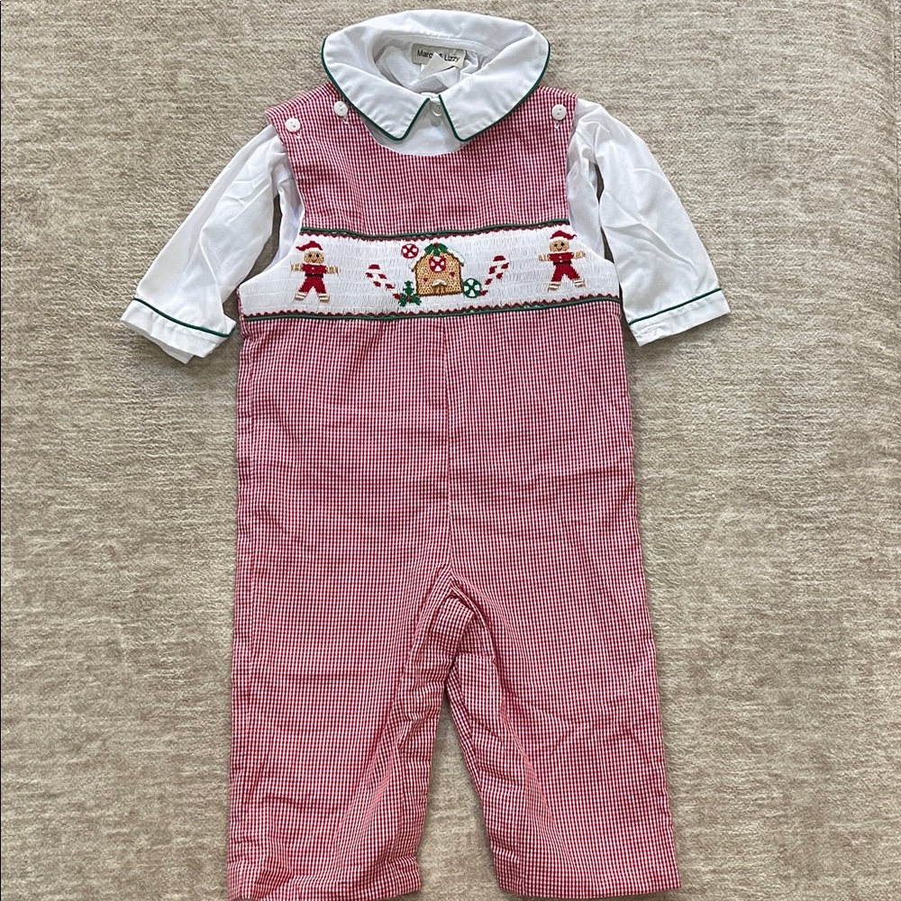 Gingerbread Smocked Baby Romper